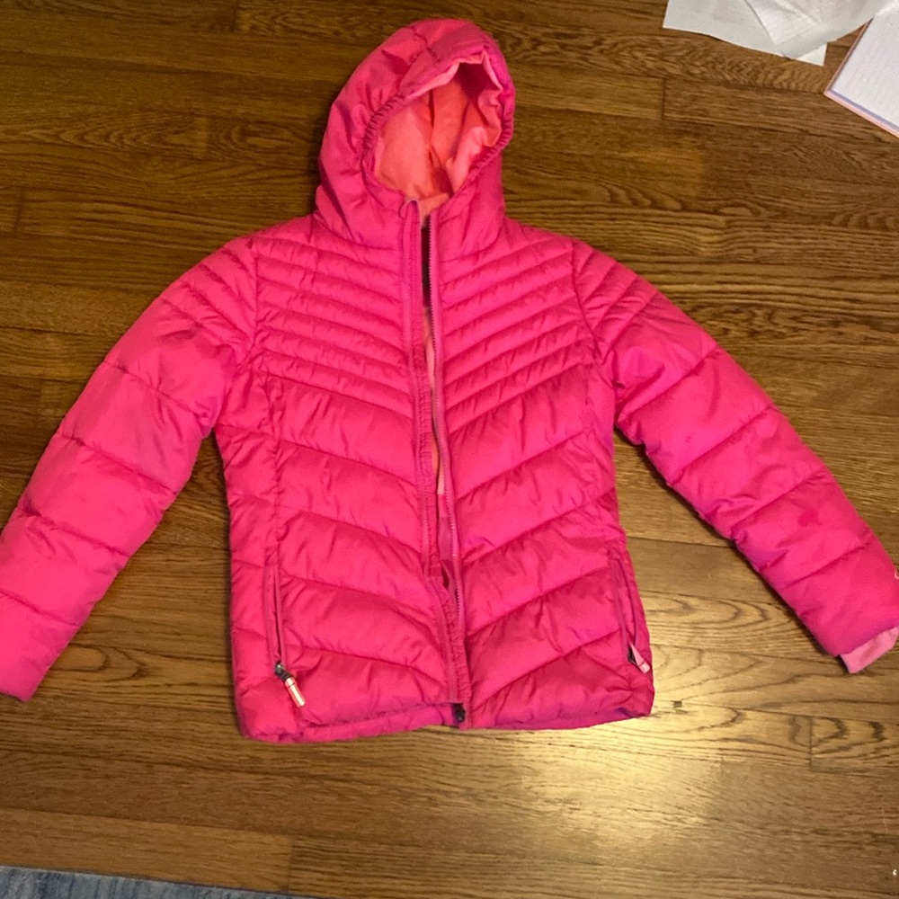 Pink Puffer Jacket, Long Sleeves, Warm Inside, 100% Polyester